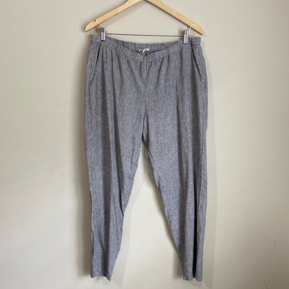 Eileen Fisher Organic Cotton Hemp Striped Easy Pants - Picture 1 of 6